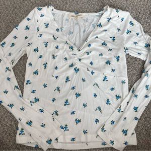 White and blue floral long sleeve
